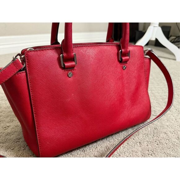 Michael Kors Leather Selma Red Tote Satchel Medium - Picture 10 of 12